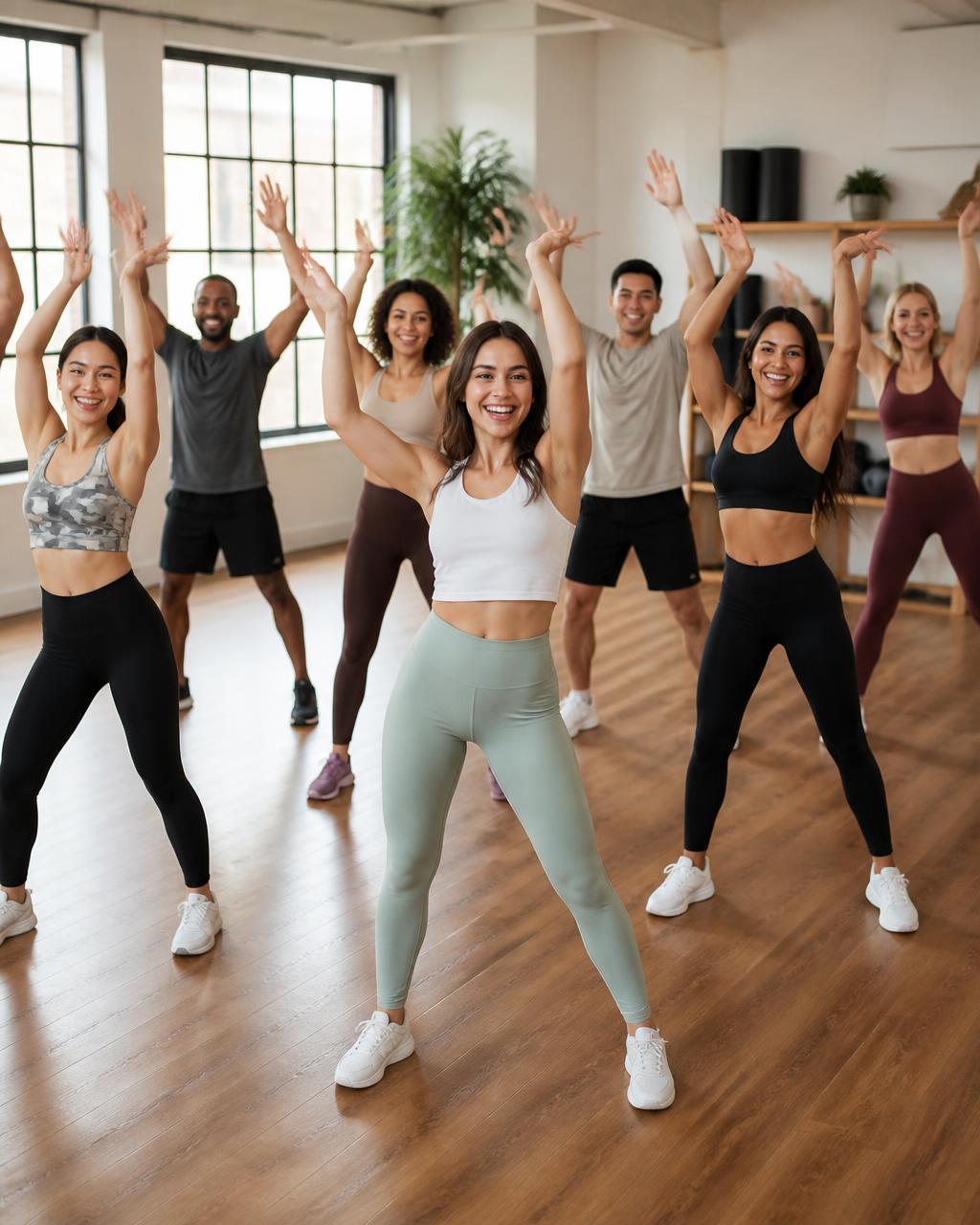 An energetic group fitness experience